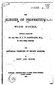 The Elegies Of Propertius: With Notes