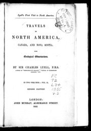 Travels In North America, Canada, And Nova Scotia : With Geological Observations