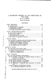A Magneton Theory Of The Structure Of The Atom: (with Two Plates)