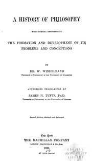 A History Of Philosophy; With Especial Reference To The Formation And Development Of Its Problems And Conceptions