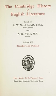 The Cambridge History Of English Literature - Volume 7 - Cavalier And Puritan