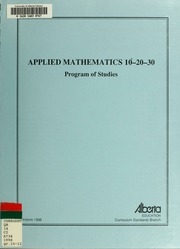 Applied Mathematics 10-20-30 : Program Of Studies