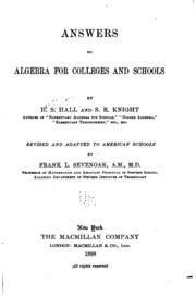 Answers To Algebra For Colleges And Schools