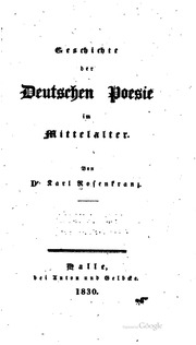 Geschichte Der Deutschen Poesie Im Mittelalter