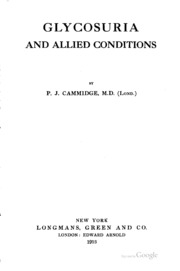 Glycosuria And Allied Conditions: And Allied Conditions
