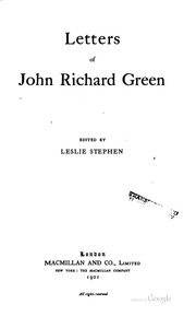 Letters Of John Richard Green