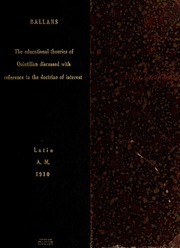 The Educational Theories Of Quintilian Discussed With Reference To The Doctrine Of Interest