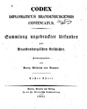 Codex Diplomaticus Brandenburgensis Continuatus