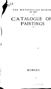 Catalogue Of Paintings