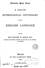 A Concise Etymological Dictionary Of The English Language