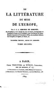De la littérature du midi de l'Europe