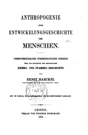 Anthropogenie; Oder, Entwickelungsgeschichte Des Menschen