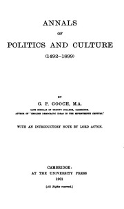 Annals Of Politics And Culture (1492-1899)