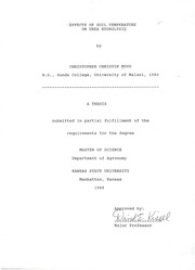 Effects Of Soil Temperature On Urea Hydrolysis