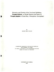 Bionomics And Control Of The Two-lined Spittle-bug, Prosapia Bicincta, On Florida Pastures And Notes On Prosapia Plagiata In Costa Rica, (homoptera: Cercopidae)