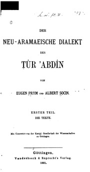 Der neu-aramaeische dialekt des Tûr Ȧbdín
