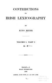 Contributions To Irish Lexicography