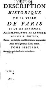 Description Historique De La Ville De Paris Et De Ses Environs