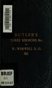 Butler's Three Sermons On Human Nature And Dissertation On Virtue