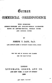 German Commercial Correspondence: With Exercises, German-english And English-german Glossaries ...