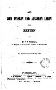 Aus dem inneren und äusseren Leben der Ehsten