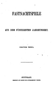 Fastnachtspiele aus dem fünfzehnten Jahrhundert