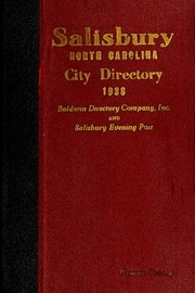 Baldwin's And Post's Salisbury, North Carolina City Directory [1938]