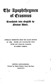 The Apophthegmes Of Erasmus