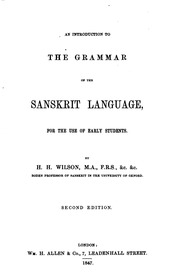 Introduction To The Grammar Of The Sanskrit Language