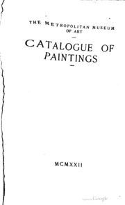 Catalogue Of Paintings