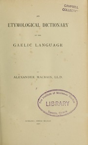 An Etymological Dictionary Of The Gaelic Language