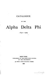 Catalogue Of The Alpha Delta Phi Society