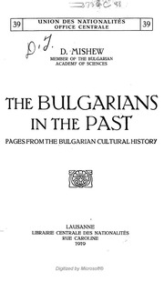 The Bulgarians In The Past, Pages From The Bulgarian Cultural History