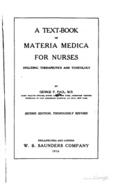 كتاب نصي للمواد الطبية للممرضات: بما في ذلك المداواة وعلم السموم