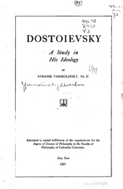 Dostoievsky, A Study In His Ideology
