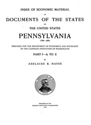 Index Of Economic Material In Documents Of The States Of The United States; Pennsylvania, 1790-1904