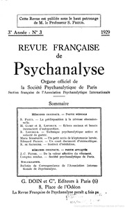 Revue Française de Psychanalyse III. 1929 No.3