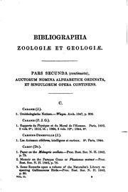 Bibliographia zoologiæ et geologiæ. : a general catalogue of all books, tracts, and memoirs on zoology and geology.