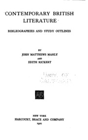 Contemporary British Literature; Bibliographies And Study Outlines