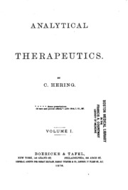 Analytical Therapeutics: Volume I