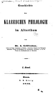 Geschichte Der Klassischen Philologie Im Alterthum