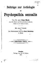 Beiträge zur Aetiologie der Psychopathia sexualis