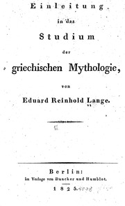 Einleitung In Das Studium Der Griechischen Mythologie