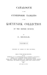 Catalogue Of The Cuneiform Tablets In The Kouyunjik Collection Of The British Museum