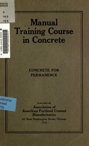 Manual Training Course In Concrete : Concrete For Permanence