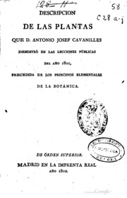 Descripcion de las plantas que D. Antonio Josef Cavanilles ..., Volume 1