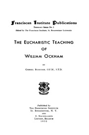 The Eucharistic Teaching Of William Ockham