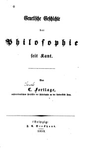 Genetische Geschichte Der Philosophie Seit Kant
