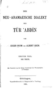 Der Neu-Aramäische Dialekt des Tûr'Abdîn