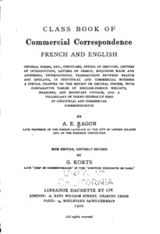 Class Book Of Commercial Correspondence, French And English ...